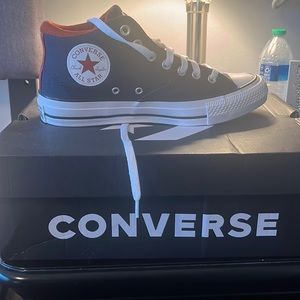 Brand new navy converse. Men’s size 8. Women’s size 10